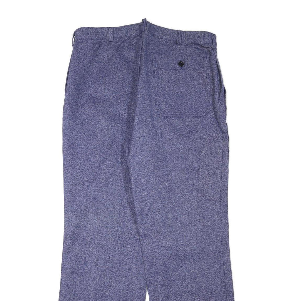 Mens Relaxed Fit Cotton Blend Blue Trousers W35 L33 Button Closure Casual