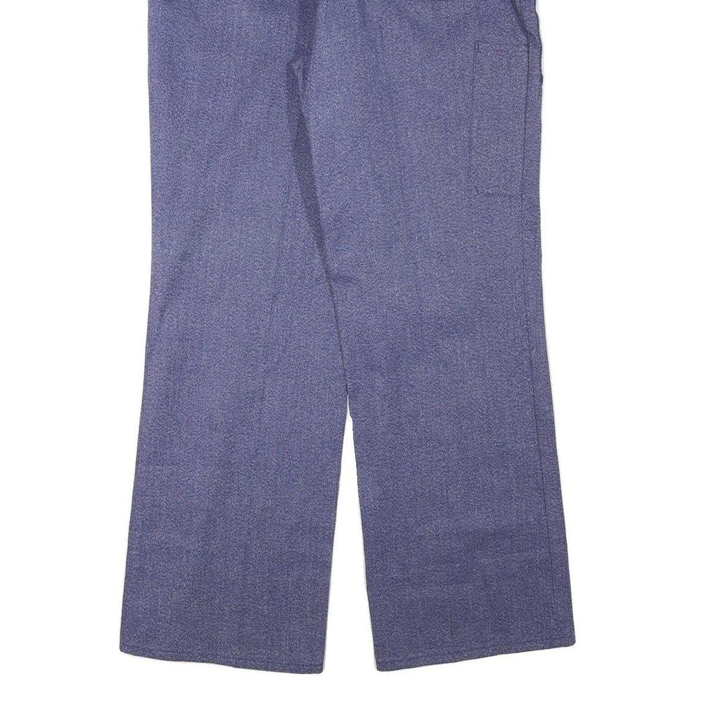 Mens Relaxed Fit Cotton Blend Blue Trousers W35 L33 Button Closure Casual