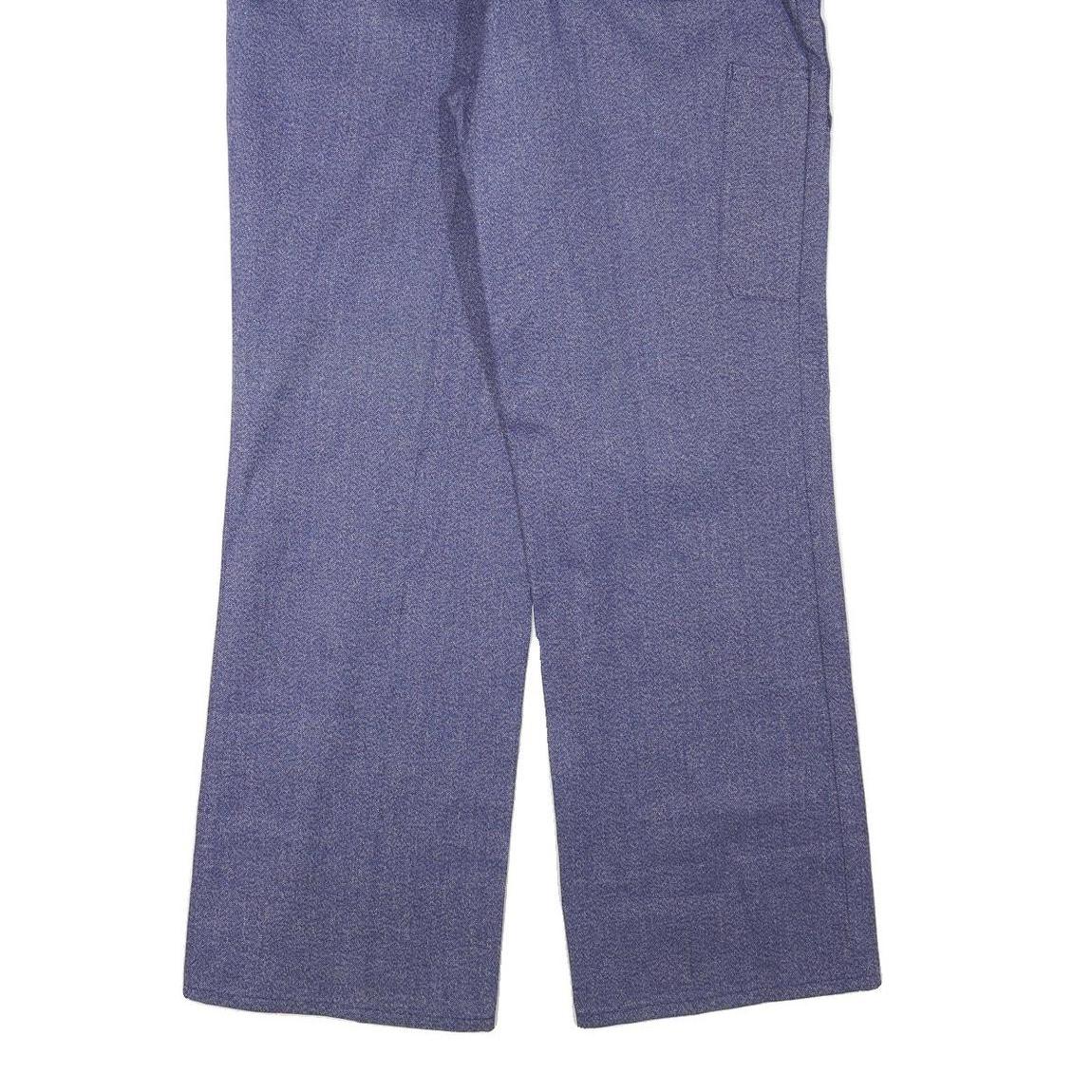 Mens Relaxed Fit Cotton Blend Blue Trousers W35 L33 Button Closure Casual