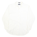 NAUTICA Mens White Plain Shirt L Cotton Blend Button Down Collar Long Sleeve