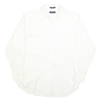 NAUTICA Mens White Plain Shirt L Cotton Blend Button Down Collar Long Sleeve
