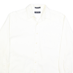 NAUTICA Mens White Plain Shirt L Cotton Blend Button Down Collar Long Sleeve