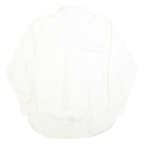NAUTICA Mens White Plain Shirt L Cotton Blend Button Down Collar Long Sleeve