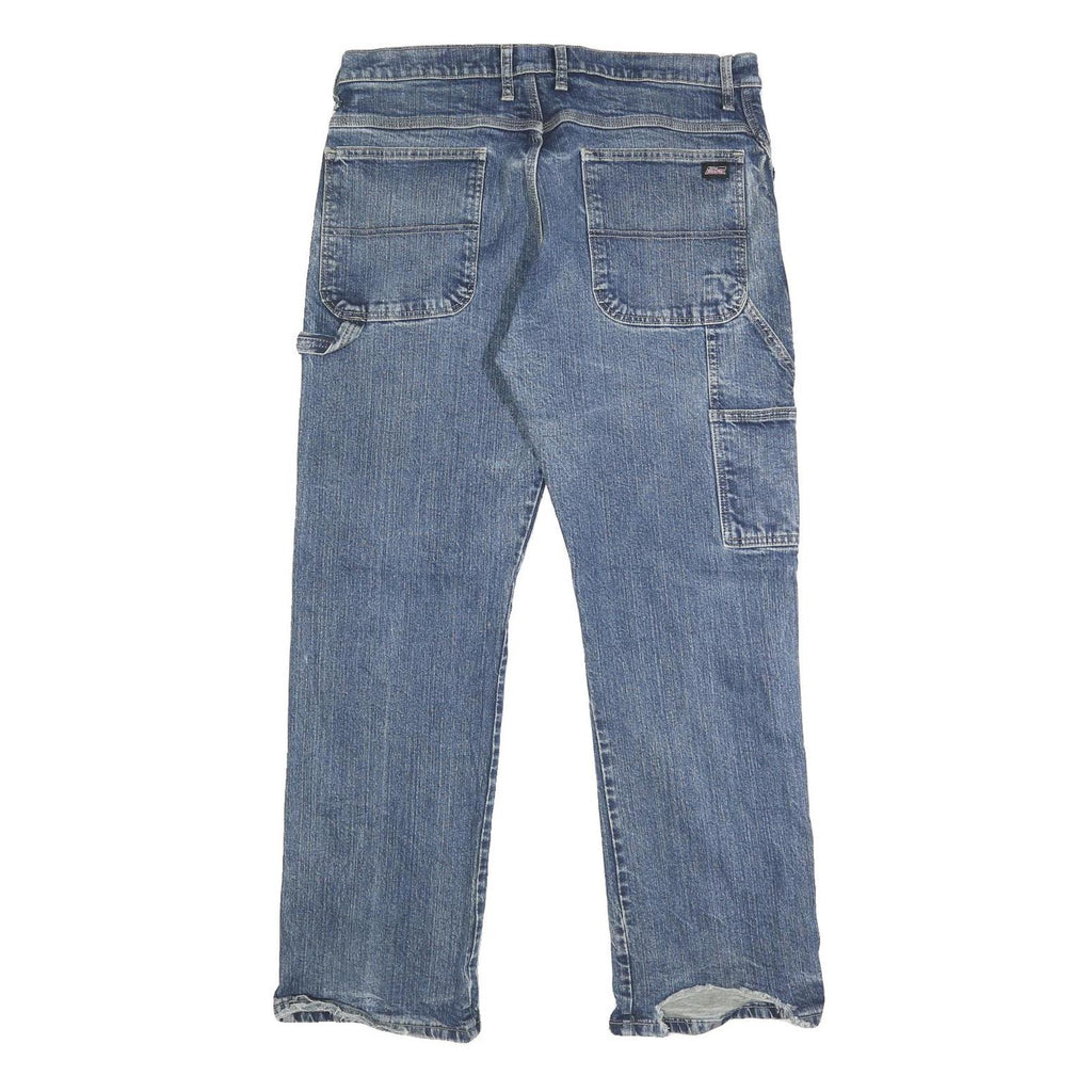 DICKIES Mens Blue Regular Fit Straight Denim Medium Wash W34 L30 Work Jeans