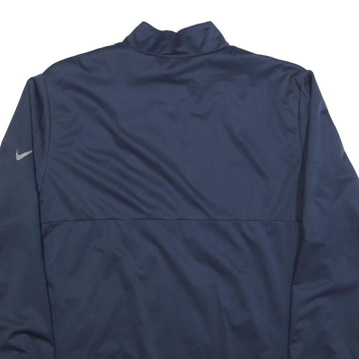 NIKE Mens Navy Blue Windbreaker Jacket M Polyester Blend Plain Zip Lightweight