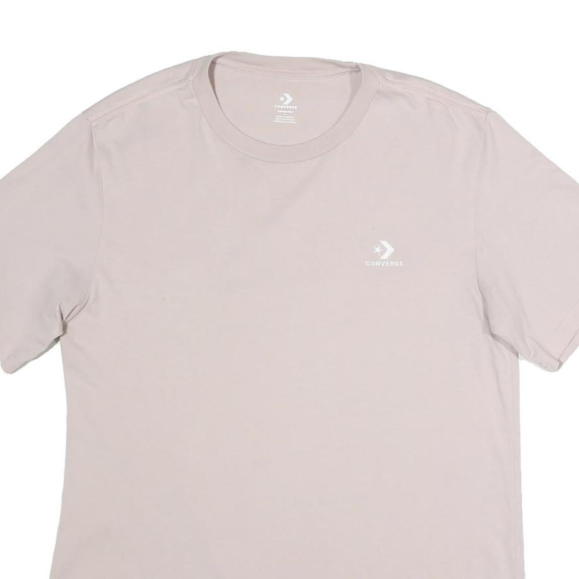 CONVERSE Mens Beige Graphic T-Shirt L Short Sleeve Crew Neck Cotton Casual