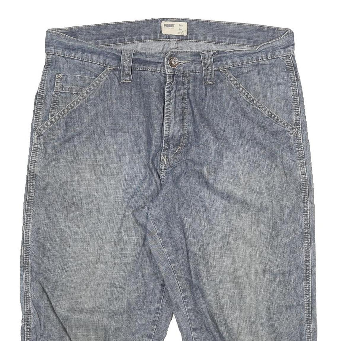 PIONEER Mens Blue Casual Denim Shorts XL W34 Cotton Blend Pocketed Relaxed Fit