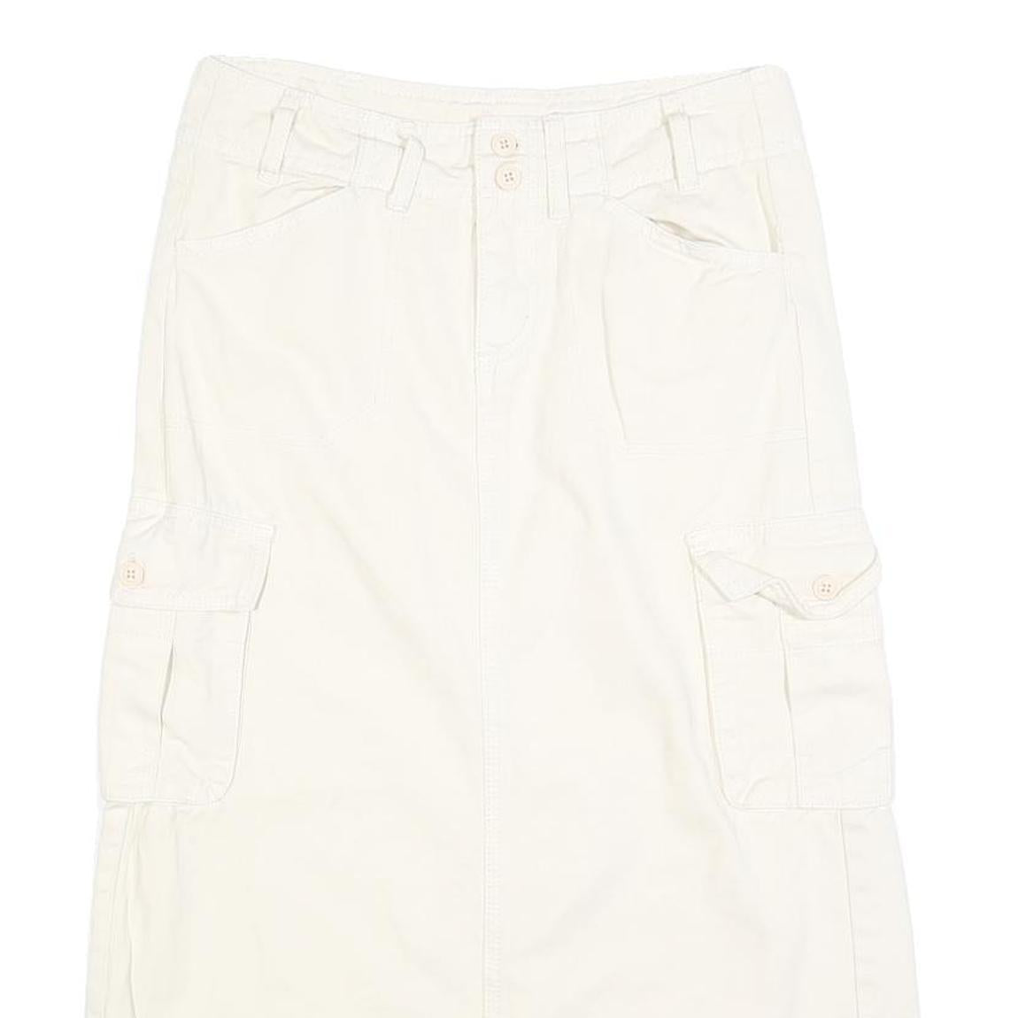 J GALT Womens White Cargo Midi Cotton Blend Skirt S Utility Style Pockets