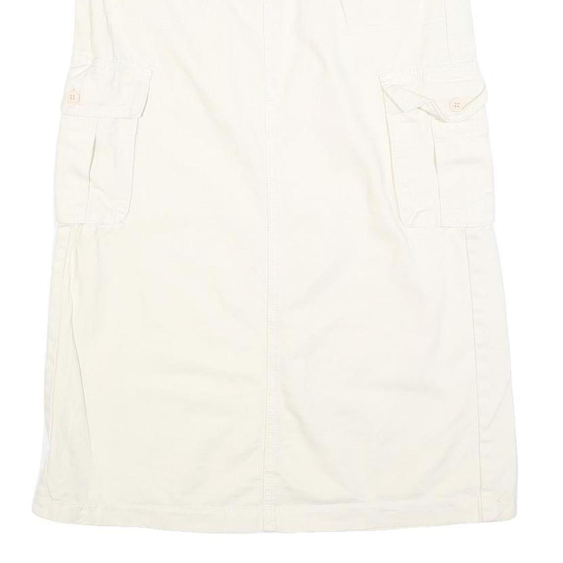 J GALT Womens White Cargo Midi Cotton Blend Skirt S Utility Style Pockets