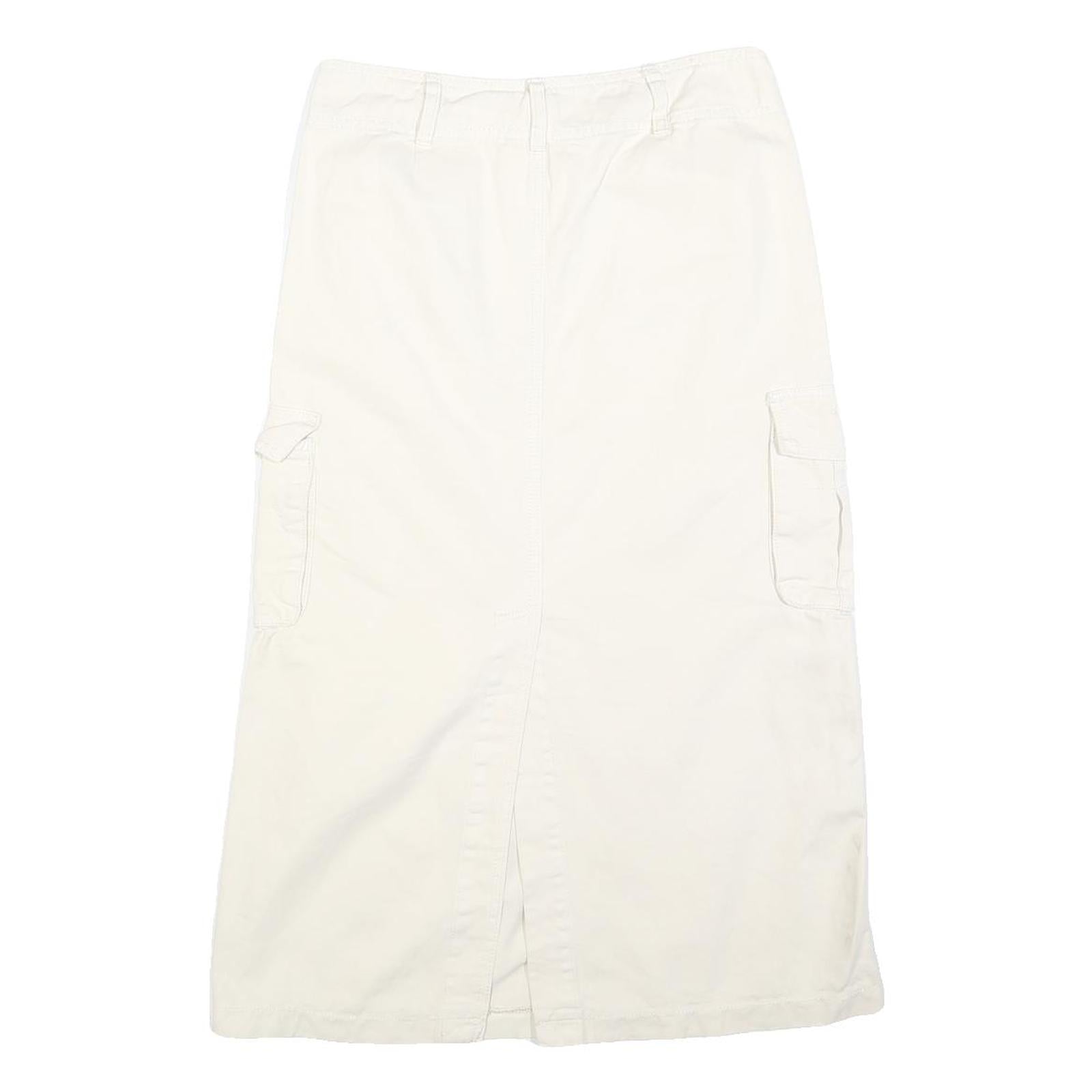 J GALT Womens White Cargo Midi Cotton Blend Skirt S Utility Style Pockets