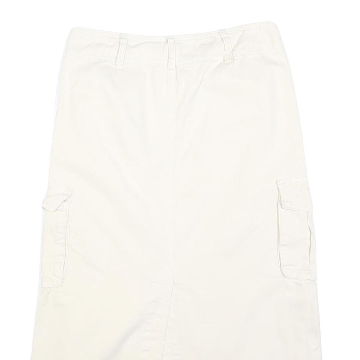 J GALT Womens White Cargo Midi Cotton Blend Skirt S Utility Style Pockets