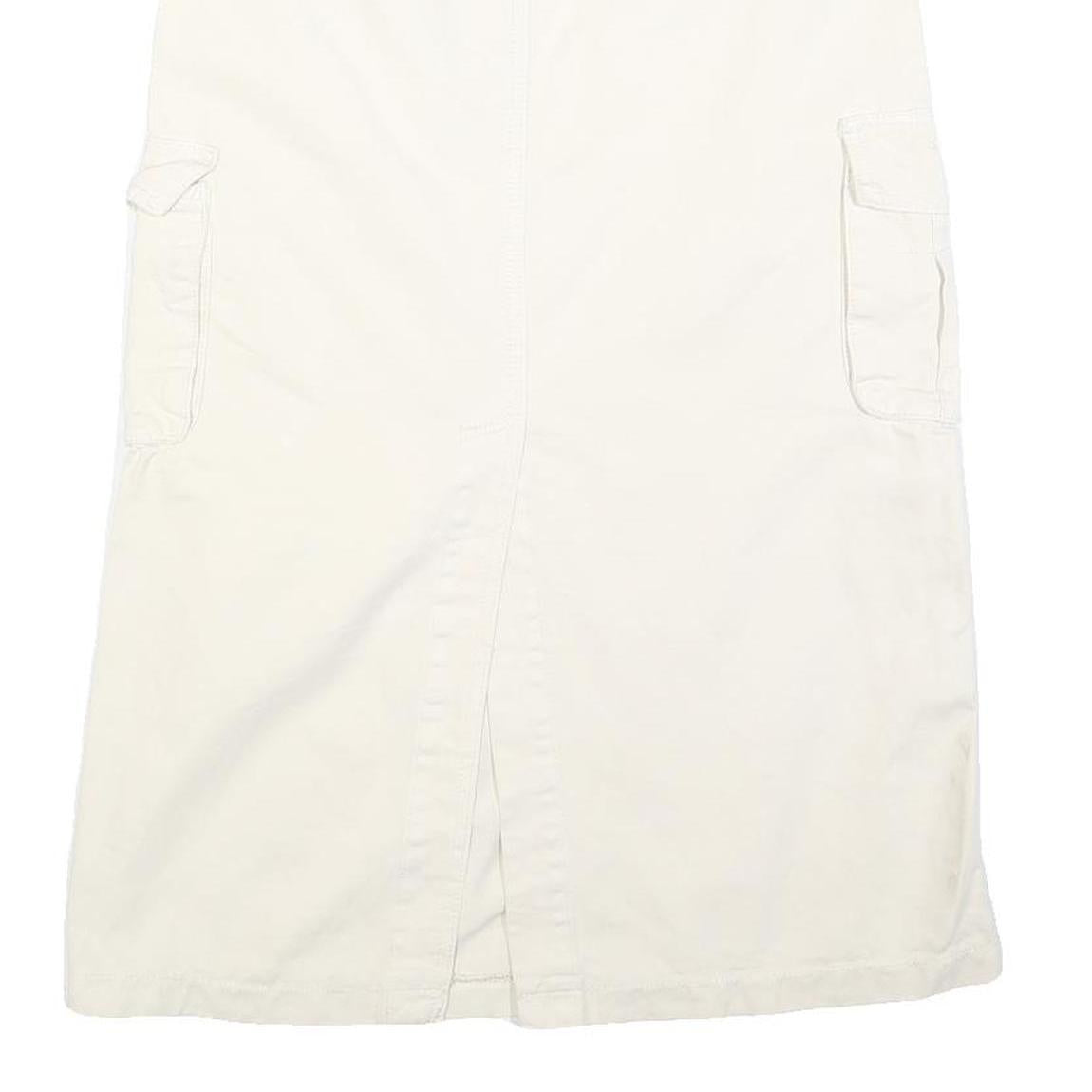 J GALT Womens White Cargo Midi Cotton Blend Skirt S Utility Style Pockets