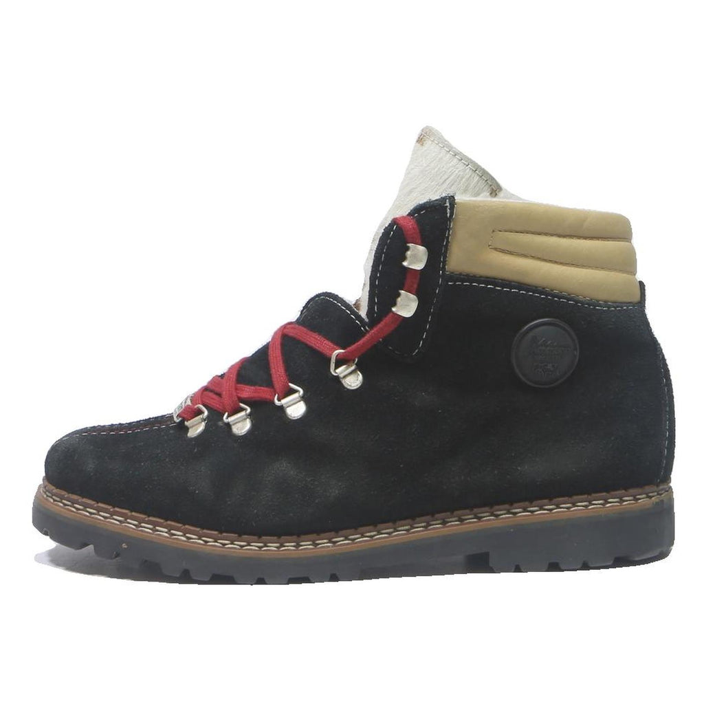 AMMANN Leather Mens Ankle Boots Black Beige UK 8 Lace Up Winter Casual