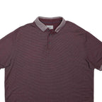 M&S Mens Maroon Polo Shirt XL Cotton Regular Fit Button Collar Short Sleeve