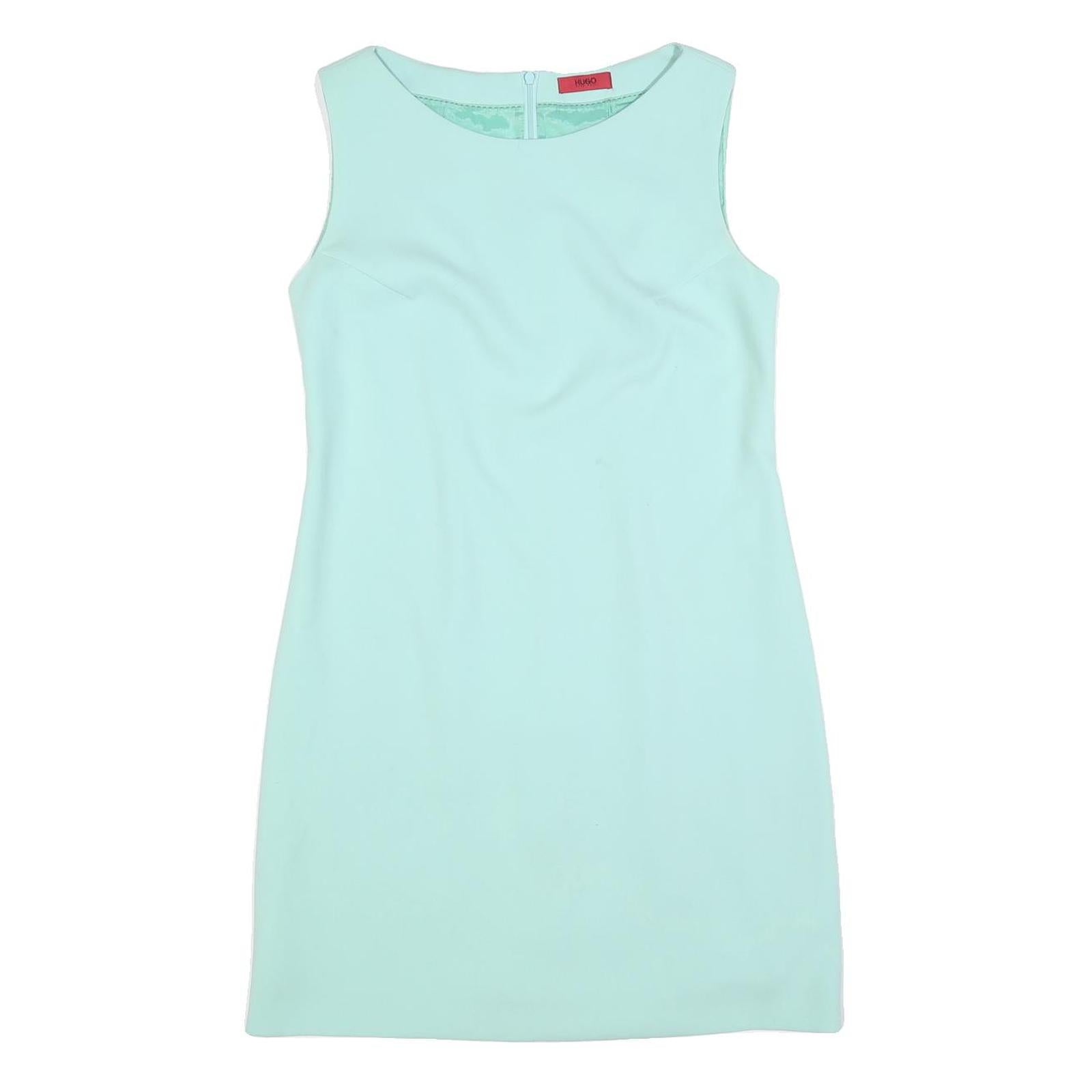 HUGO BOSS Womens Pale Green Sleeveless Shift Plain Midi Dress UK 10 Elegant