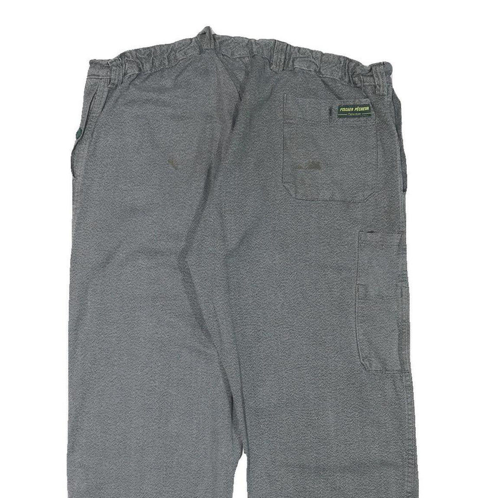 FISCHER PECHEUR Mens Cotton Blend Grey Relaxed Trousers W38 L26 Button Closure