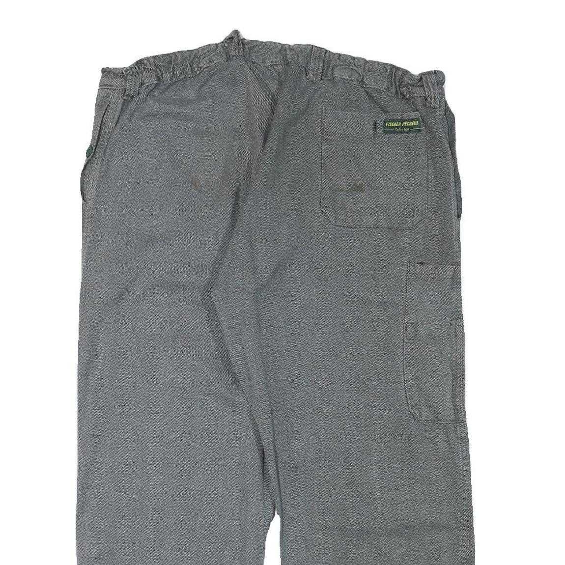 FISCHER PECHEUR Mens Cotton Blend Grey Relaxed Trousers W38 L26 Button Closure