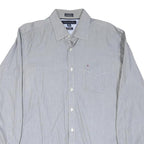 TOMMY HILFIGER Mens Blue & White Stripe Shirt M Classic Button Down Cotton Blend
