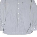 TOMMY HILFIGER Mens Blue & White Stripe Shirt M Classic Button Down Cotton Blend