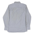 TOMMY HILFIGER Mens Blue & White Stripe Shirt M Classic Button Down Cotton Blend
