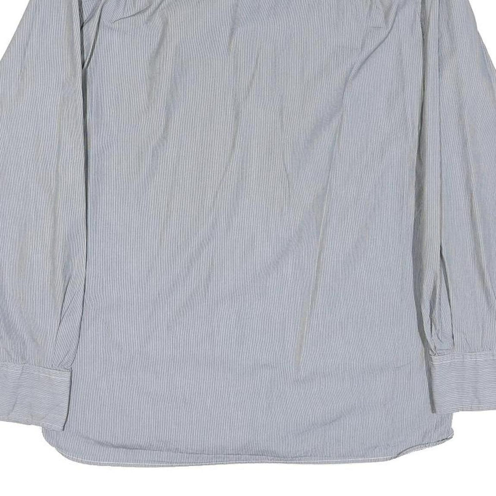 TOMMY HILFIGER Mens Blue & White Stripe Shirt M Classic Button Down Cotton Blend