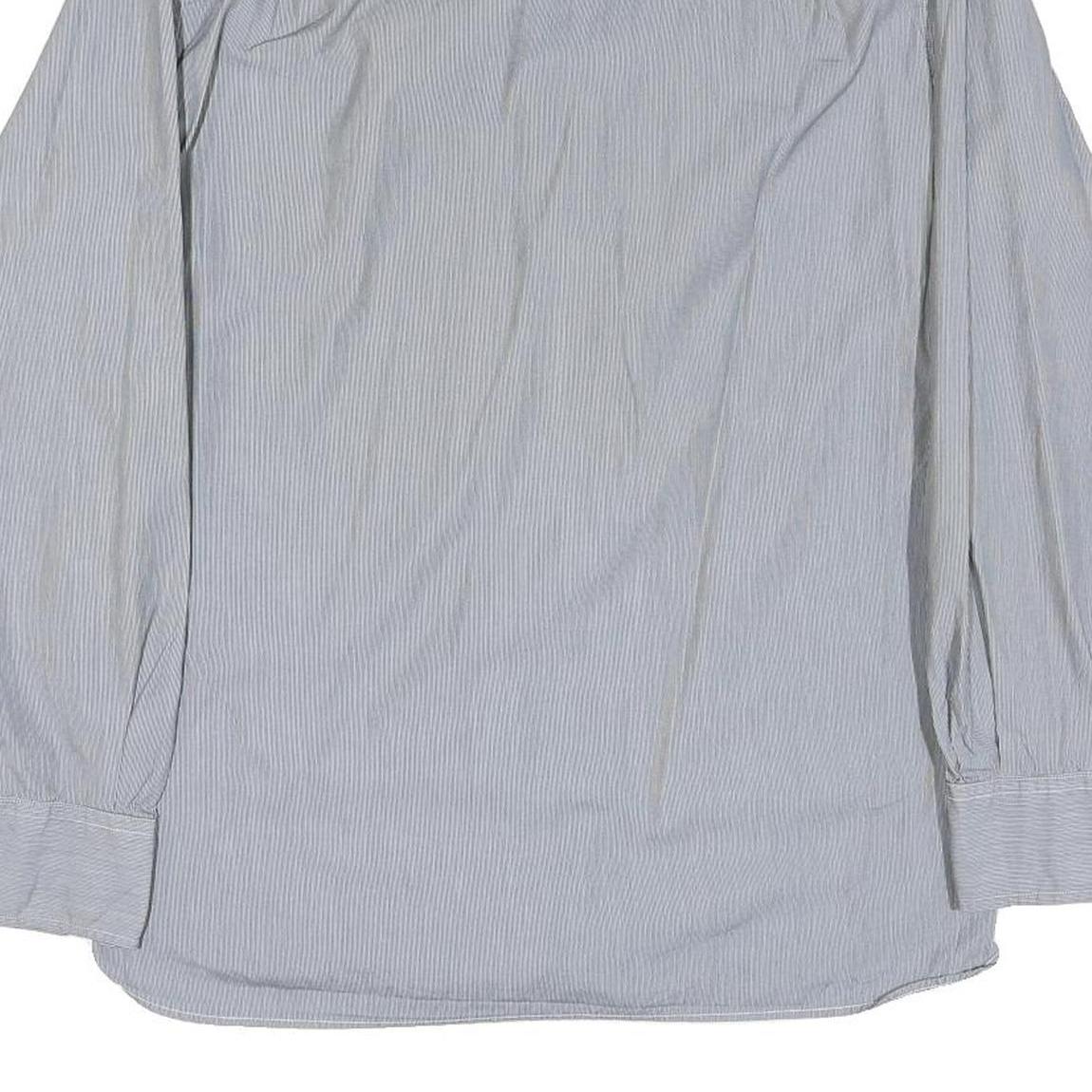 TOMMY HILFIGER Mens Blue & White Stripe Shirt M Classic Button Down Cotton Blend