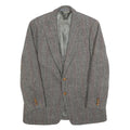 HARRIS TWEED Mens Brown Grey Wool Herringbone Tailored Jacket L Button Closure