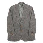 HARRIS TWEED Mens Brown Grey Wool Herringbone Tailored Jacket L Button Closure