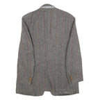 HARRIS TWEED Mens Brown Grey Wool Herringbone Tailored Jacket L Button Closure
