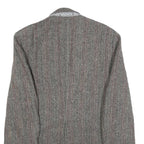 HARRIS TWEED Mens Brown Grey Wool Herringbone Tailored Jacket L Button Closure