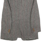 HARRIS TWEED Mens Brown Grey Wool Herringbone Tailored Jacket L Button Closure