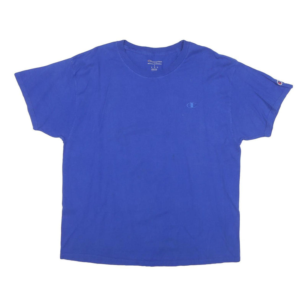 CHAMPION Mens Blue Classic T-Shirt L Short Sleeve Crew Neck Cotton Blend