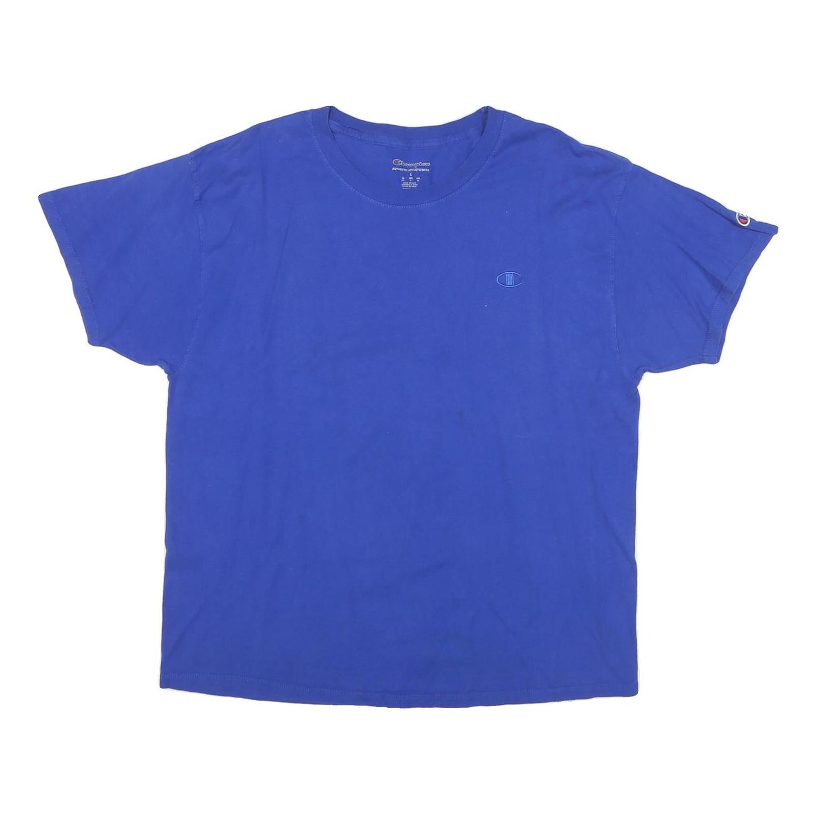 CHAMPION Mens Blue Classic T-Shirt L Short Sleeve Crew Neck Cotton Blend