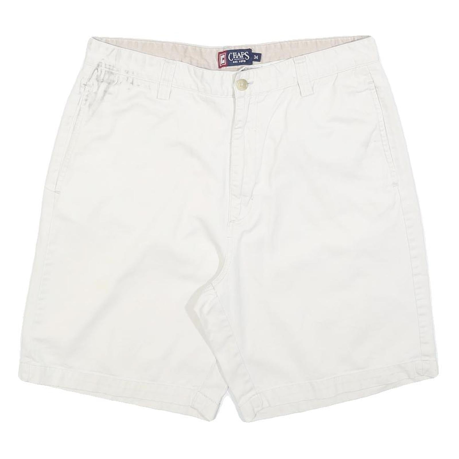CHAPS Mens White Casual Cotton Blend Shorts M W34 Plain Summer Wear