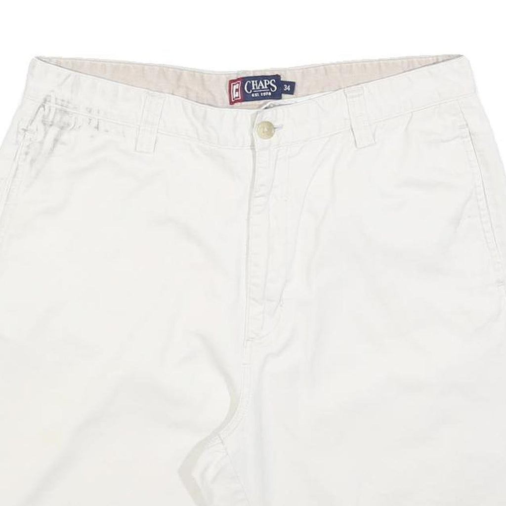 CHAPS Mens White Casual Cotton Blend Shorts M W34 Plain Summer Wear