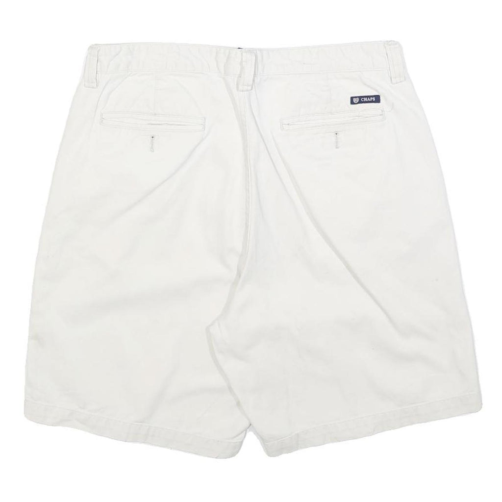 CHAPS Mens White Casual Cotton Blend Shorts M W34 Plain Summer Wear