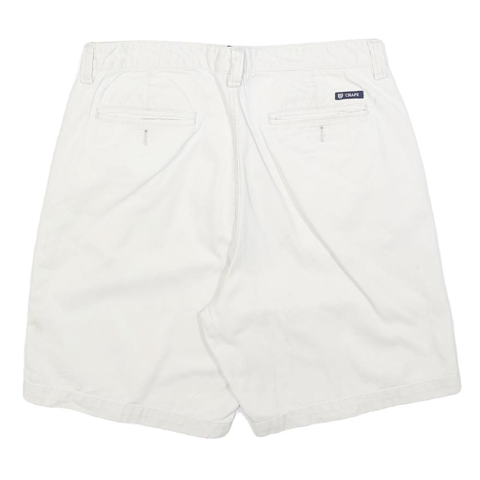 CHAPS Mens White Casual Cotton Blend Shorts M W34 Plain Summer Wear