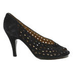 LUCALSAX Womens Black Synthetic Pump High Heel UK 4 Peep Toe Cut Out