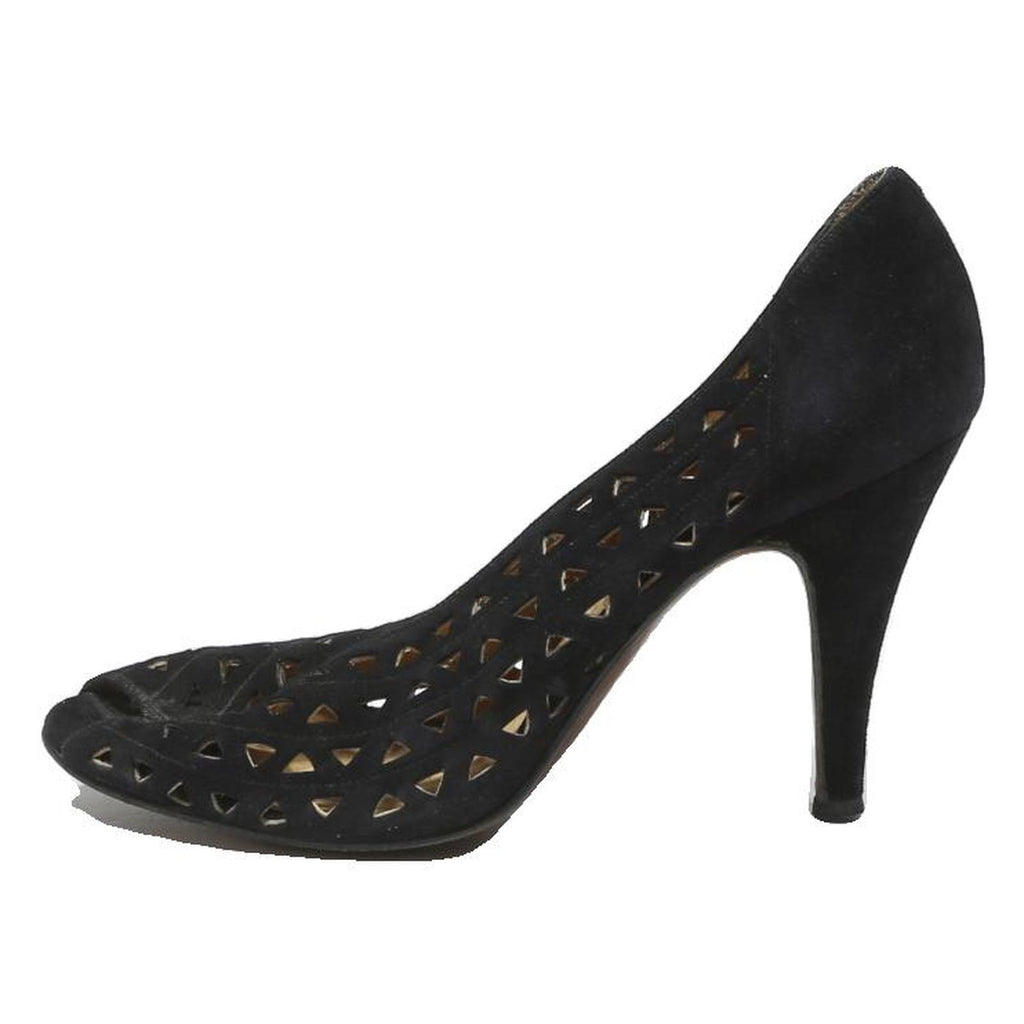 LUCALSAX Womens Black Synthetic Pump High Heel UK 4 Peep Toe Cut Out