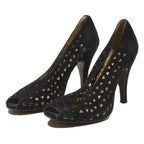 LUCALSAX Womens Black Synthetic Pump High Heel UK 4 Peep Toe Cut Out