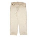 CARHARTT Mens Relaxed Beige Cotton Blend Zip Trousers W40 L32 Workwear Casual