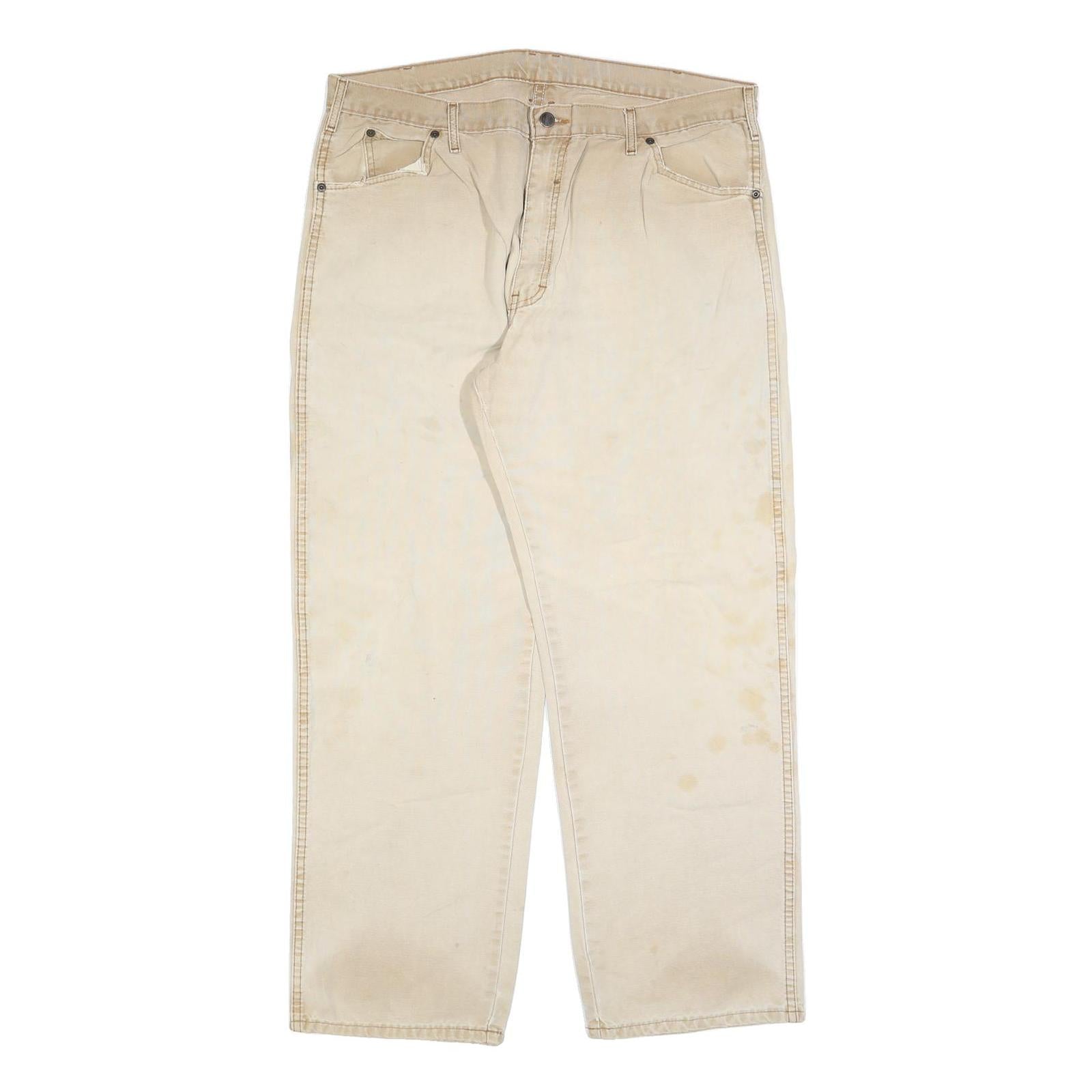 CARHARTT Mens Relaxed Beige Cotton Blend Zip Trousers W40 L32 Workwear Casual