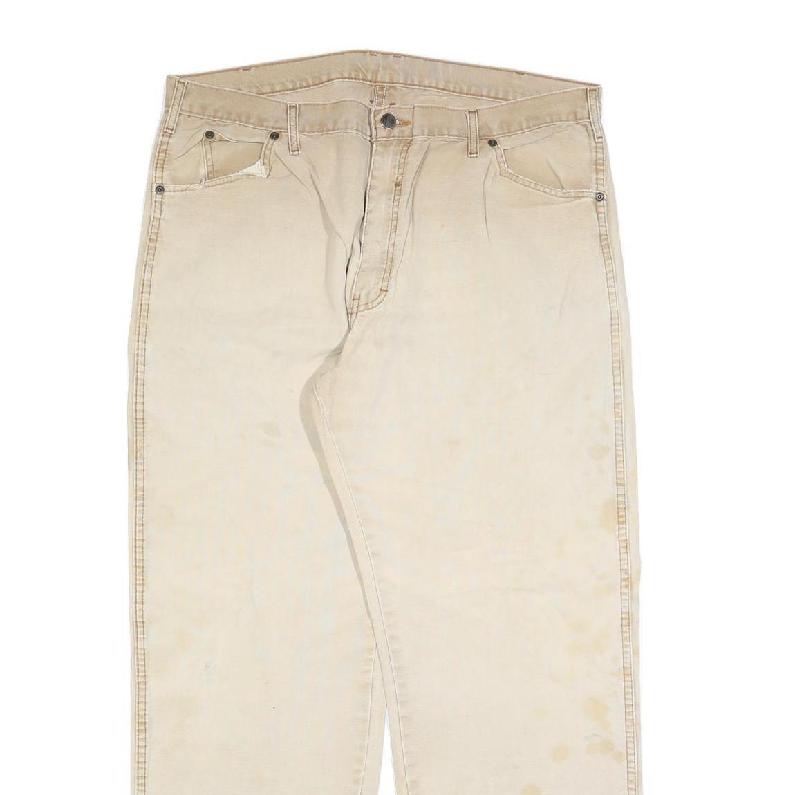 CARHARTT Mens Relaxed Beige Cotton Blend Zip Trousers W40 L32 Workwear Casual