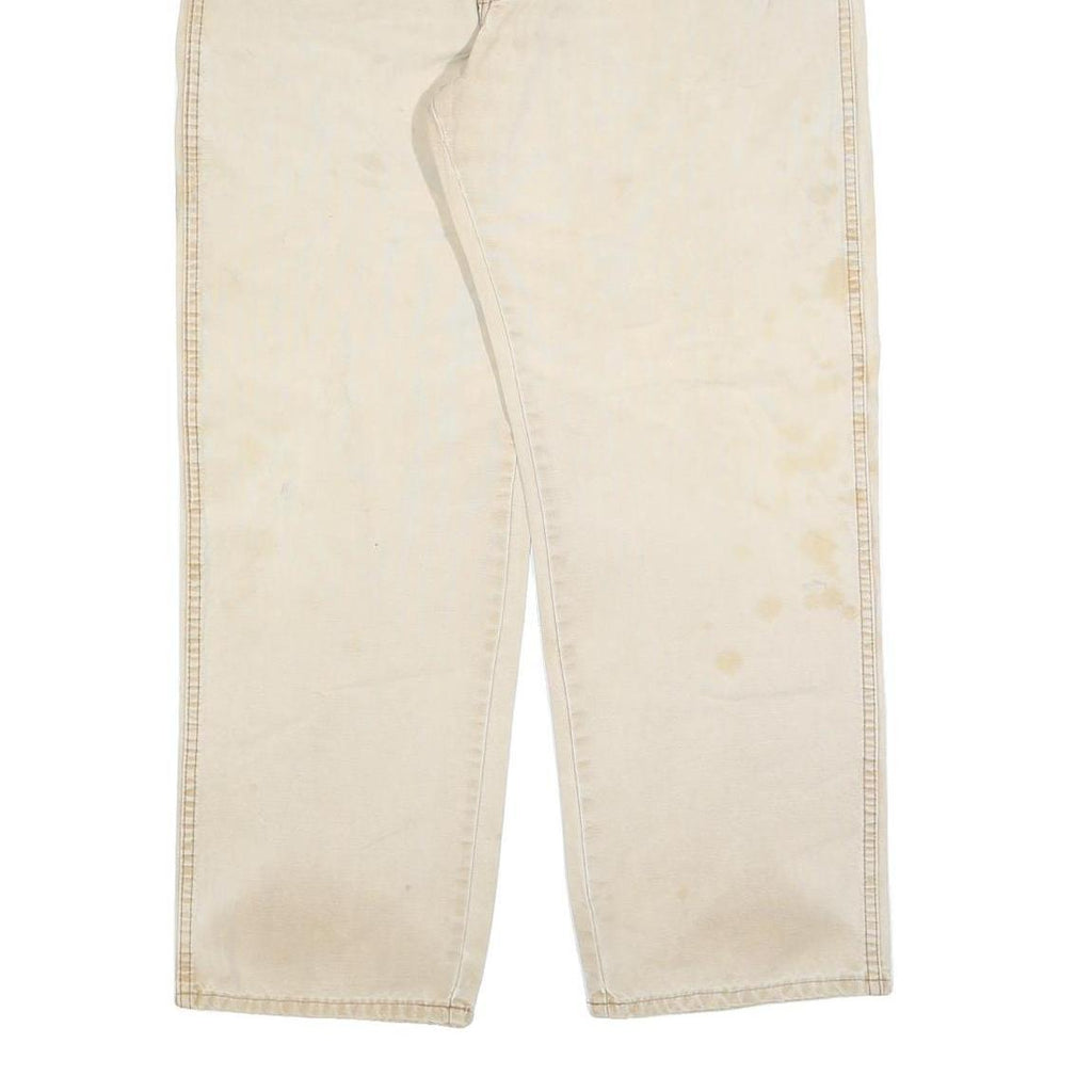 CARHARTT Mens Relaxed Beige Cotton Blend Zip Trousers W40 L32 Workwear Casual