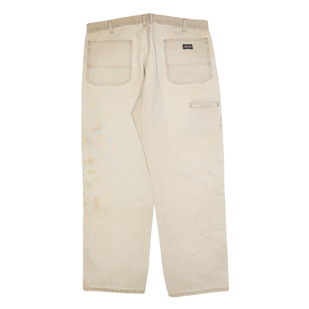 CARHARTT Mens Relaxed Beige Cotton Blend Zip Trousers W40 L32 Workwear Casual