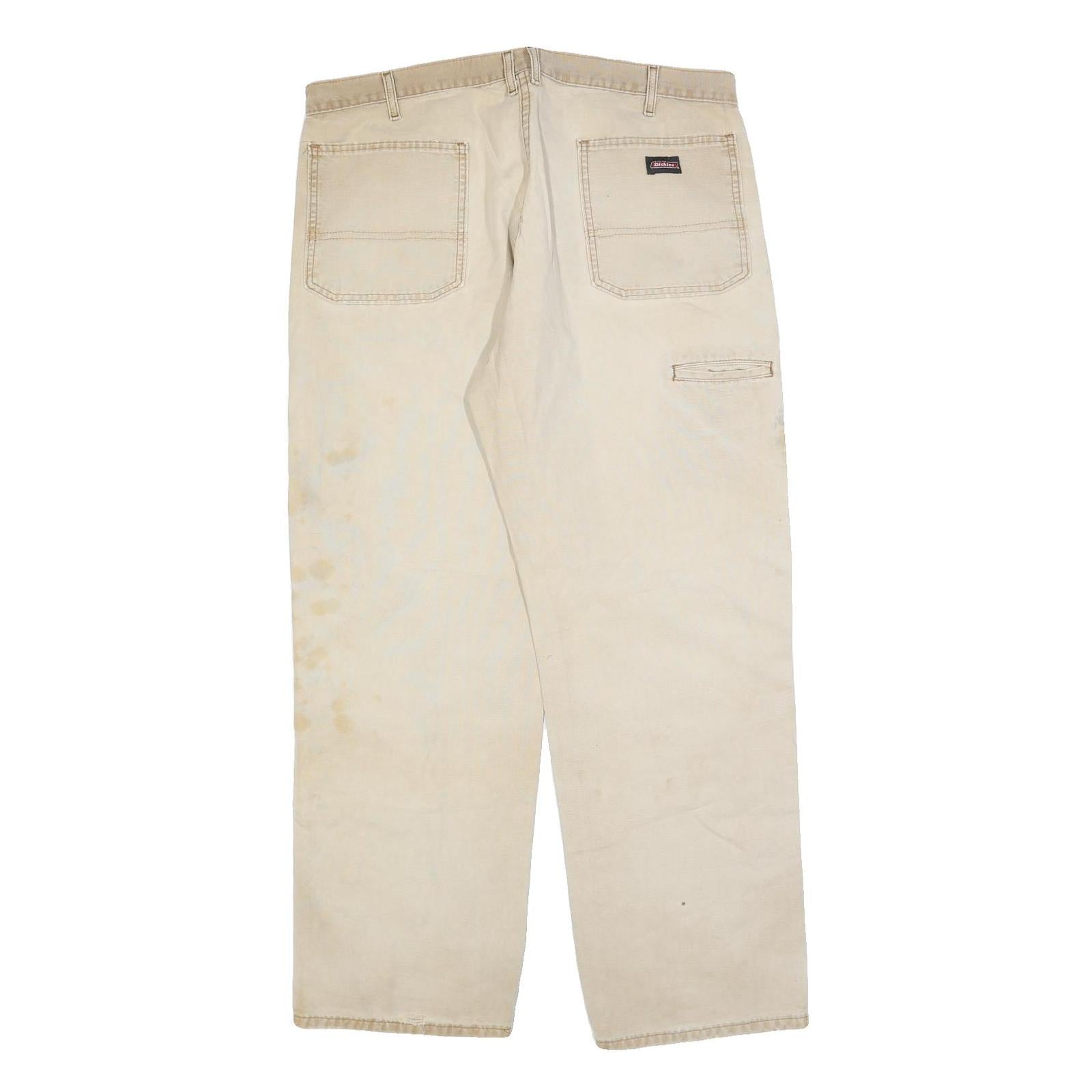 CARHARTT Mens Relaxed Beige Cotton Blend Zip Trousers W40 L32 Workwear Casual