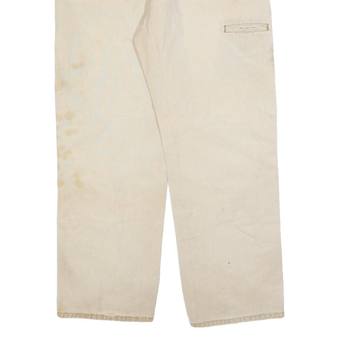 CARHARTT Mens Relaxed Beige Cotton Blend Zip Trousers W40 L32 Workwear Casual