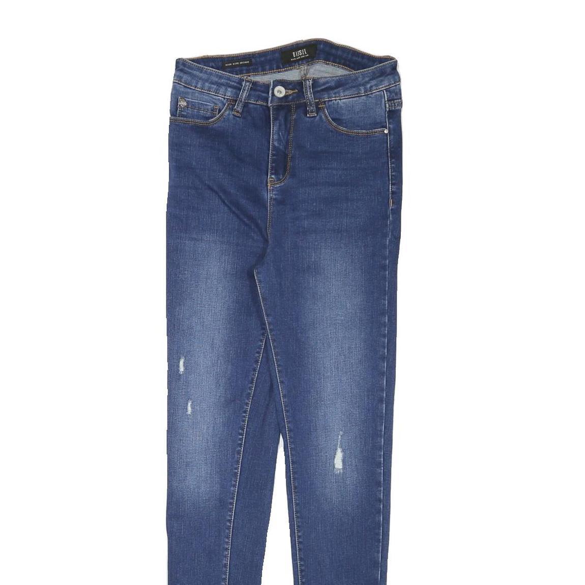 DIESEL Womens Slim Blue Denim Skinny Jeans Cotton Blend W25 L28 Stylish Zip