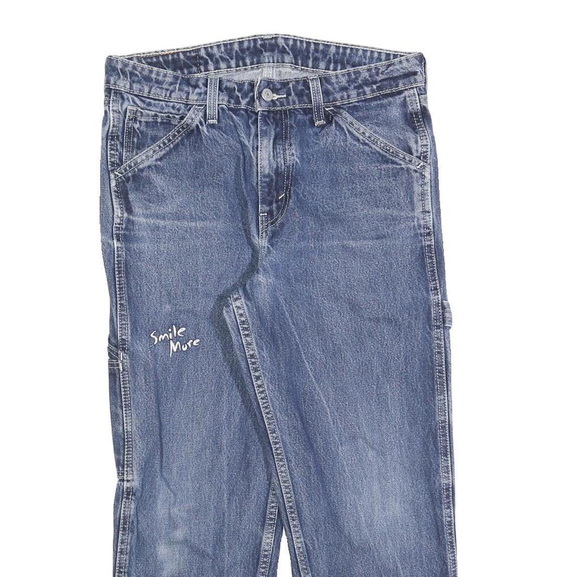 LEVI'S Womens Blue Regular Straight Denim Rinse Cotton Blend W30 L25 Smile More