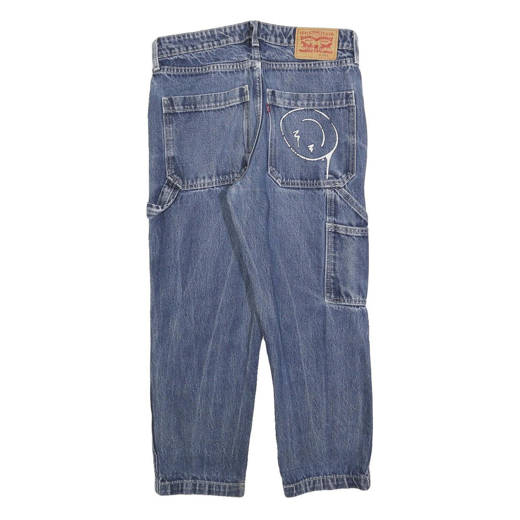 LEVI'S Womens Blue Regular Straight Denim Rinse Cotton Blend W30 L25 Smile More